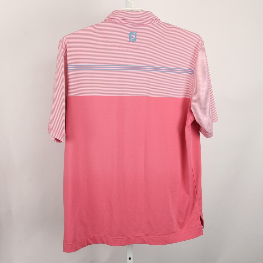 FootJoy Polo Shirt Mens XL Pink Stripe Golf Performance Stretch Hershey CC Logo - Picture 4 of 11